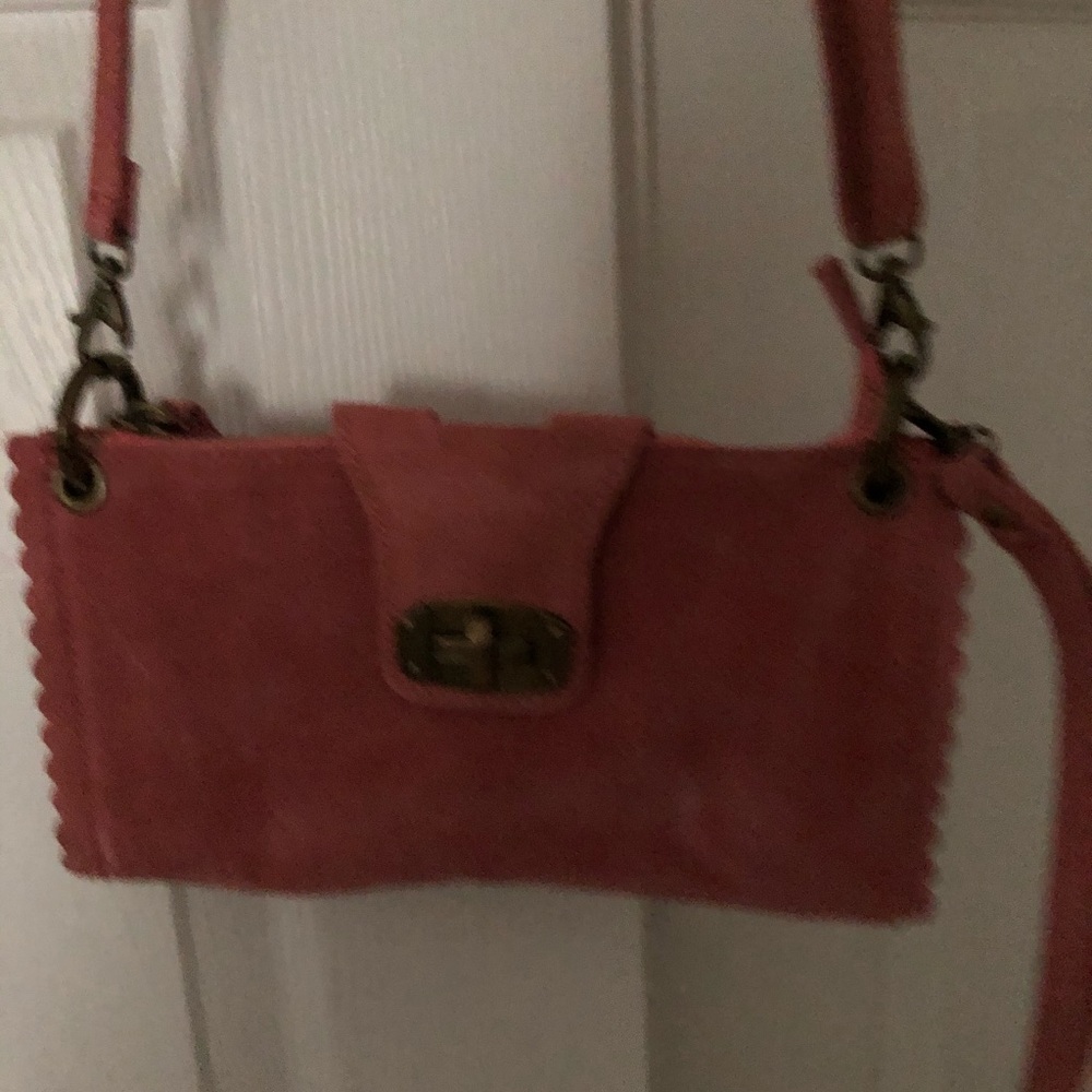 Suede envelope wristlet with strap